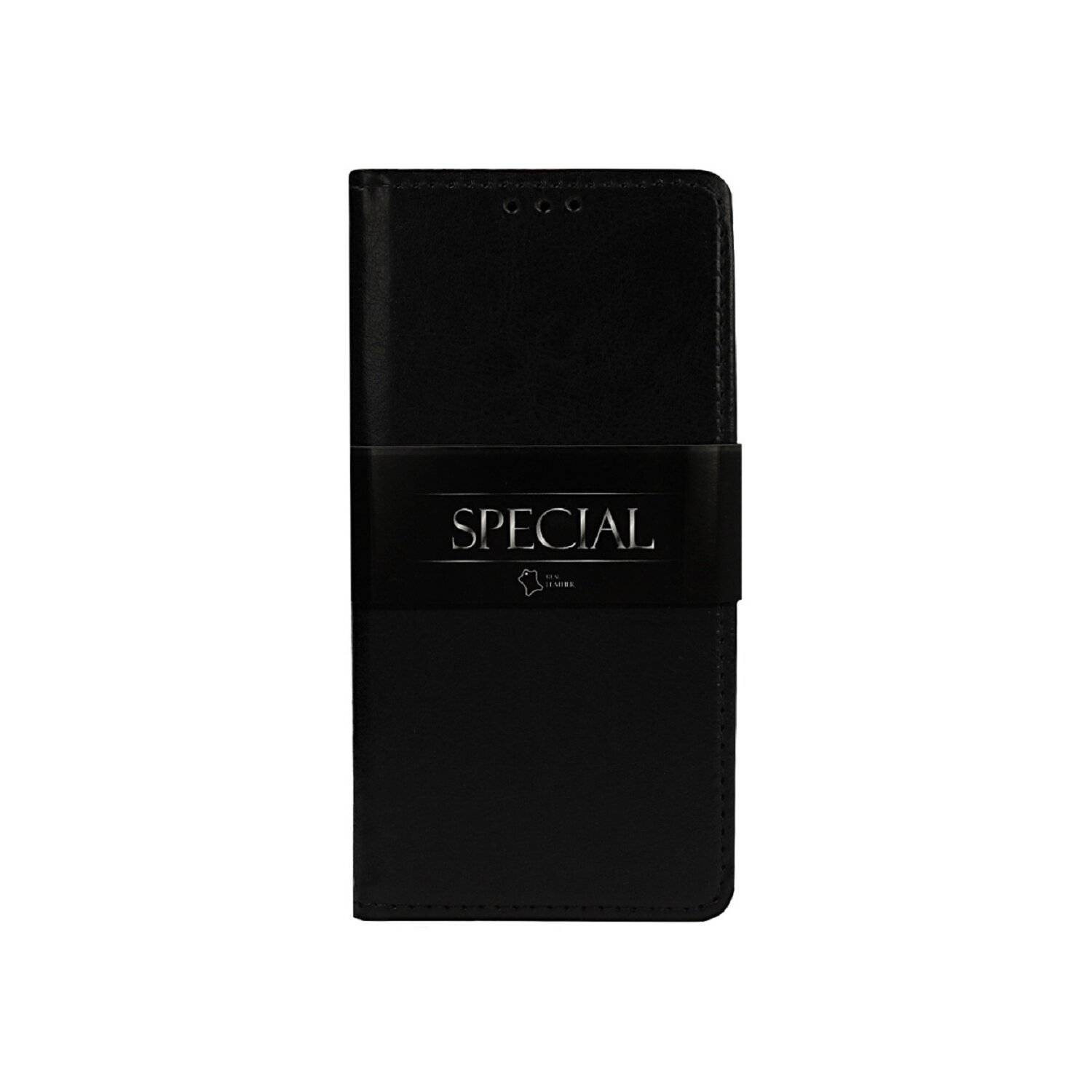 Echt Leder Buchtasche Hülle kompatibel mit Samsung Galaxy S24 Plus Schwarz