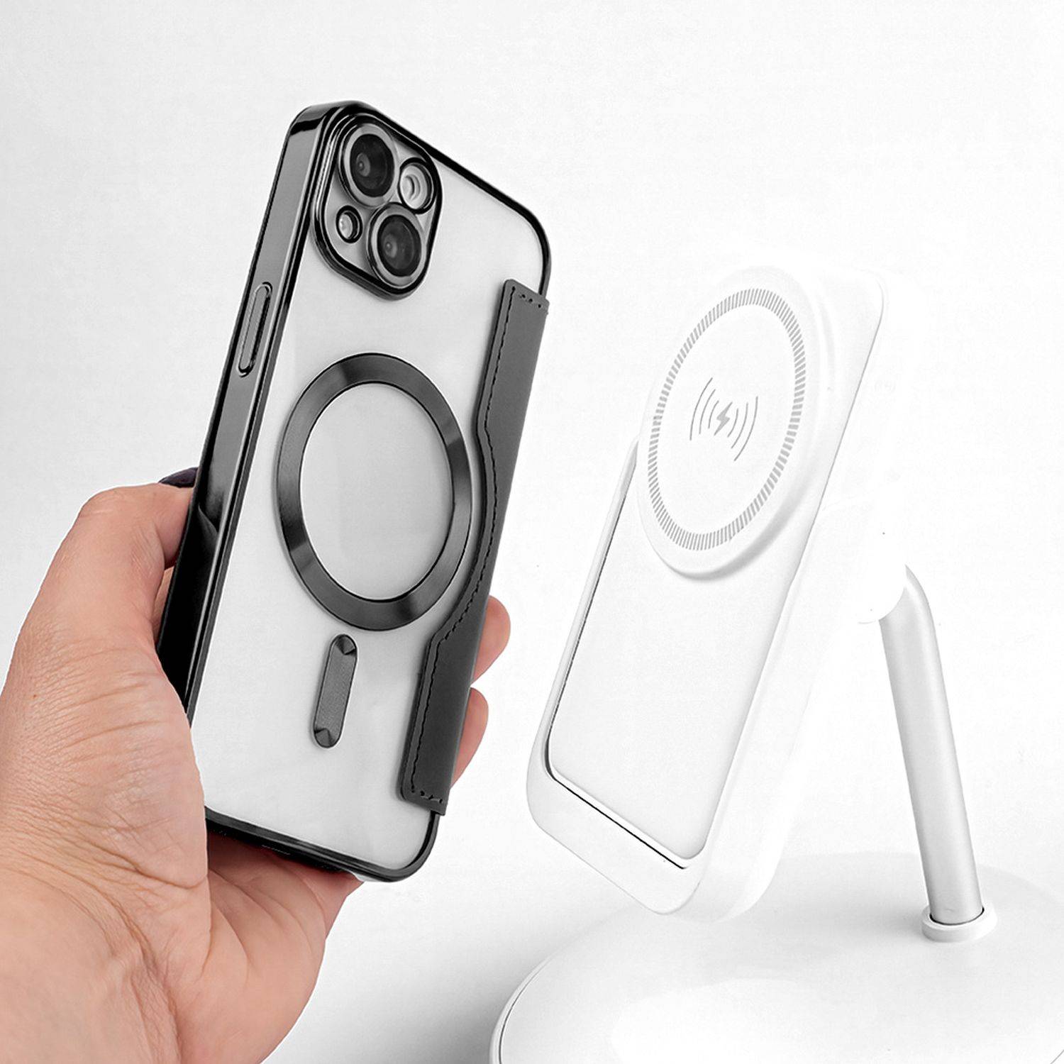 Smart Chome Mag Case Handyhülle MagSafe Tasche kompatibel mit iPhone 15 Pro Max Schwarz