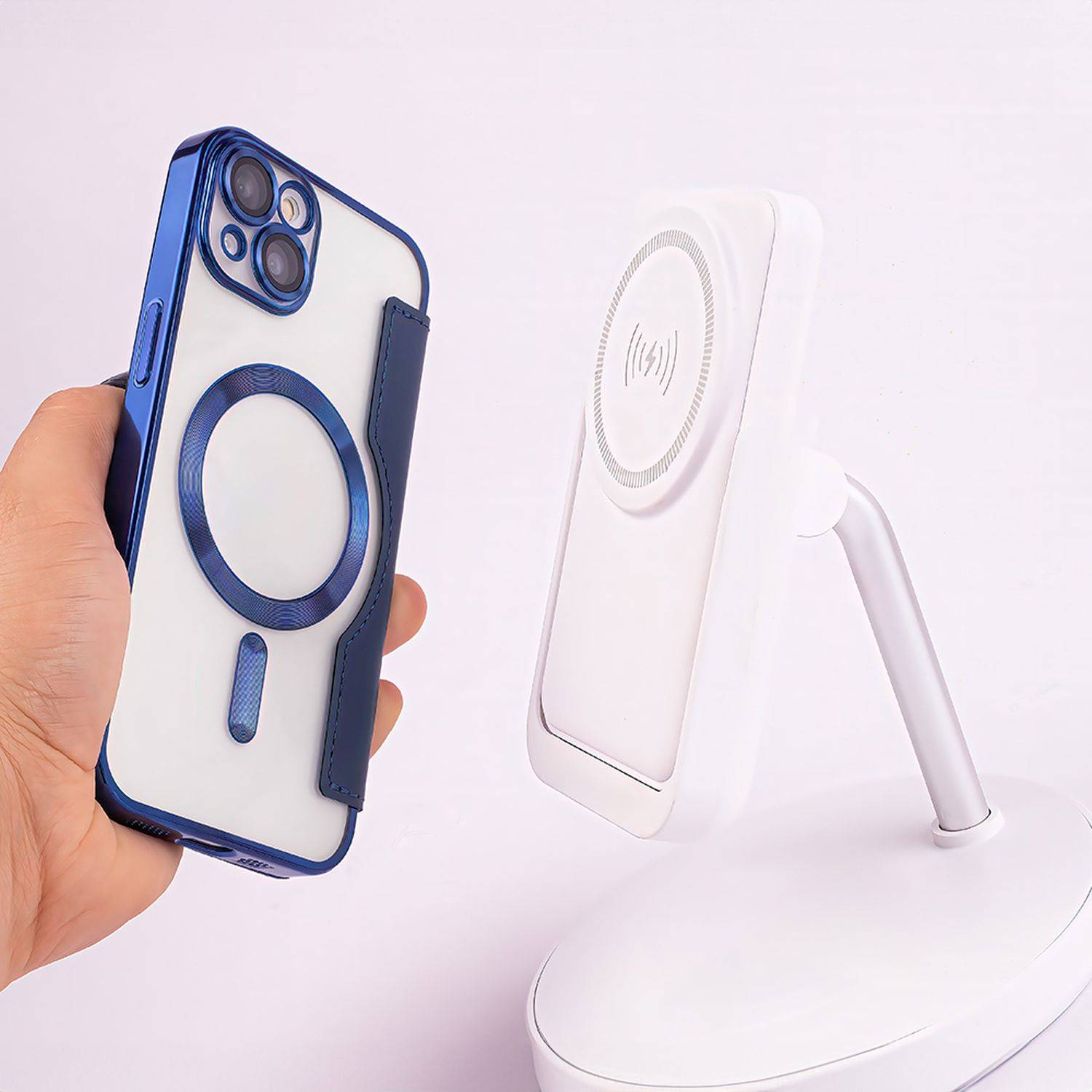 Smart Chome Mag Case Handyhülle MagSafe Tasche kompatibel mit iPhone 14 Plus Blau