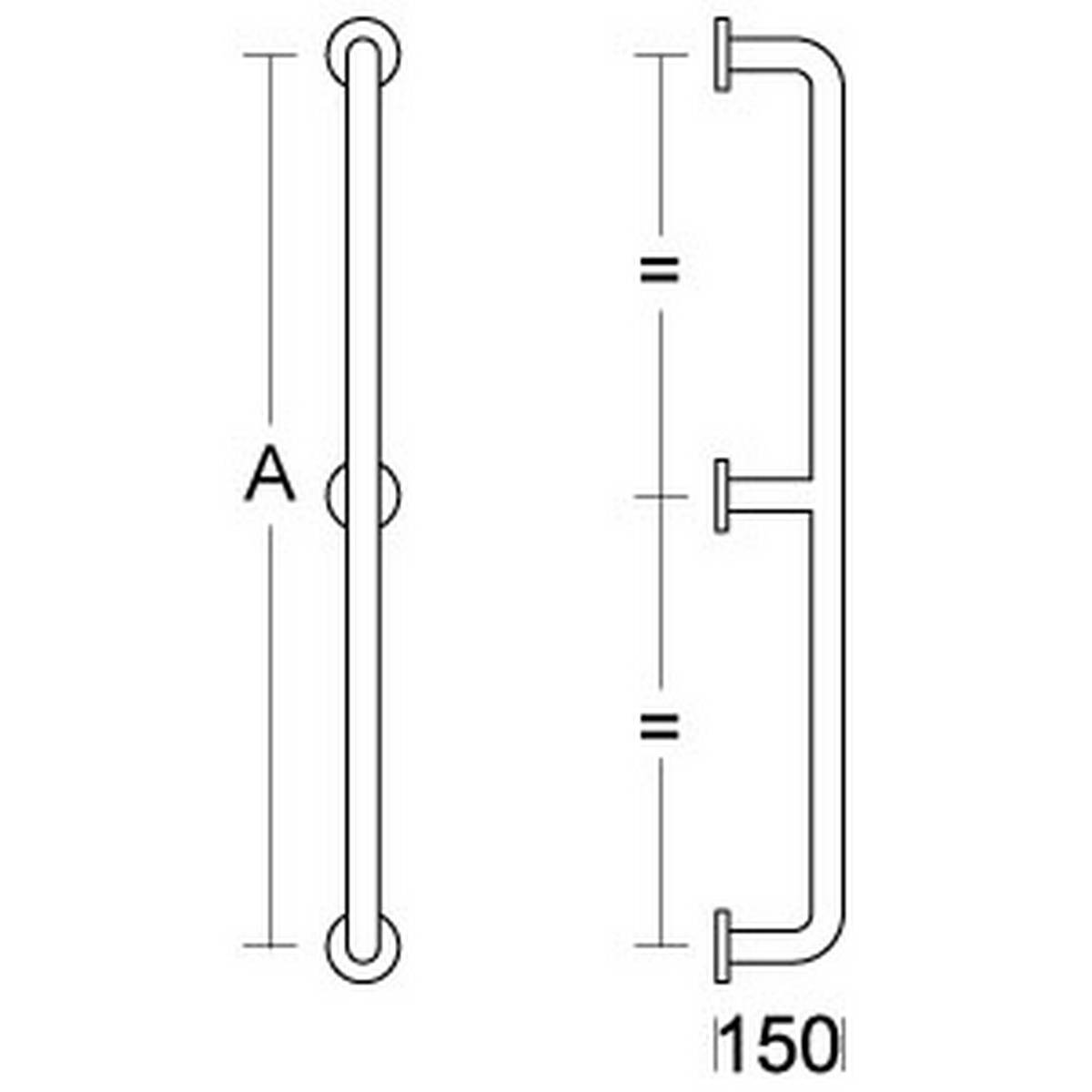 PBA Haltegriff 1420mm mit Mittelstütze
