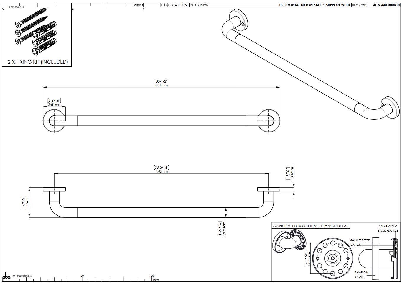 pba 01 Haltegriff 770mm aus Nylon