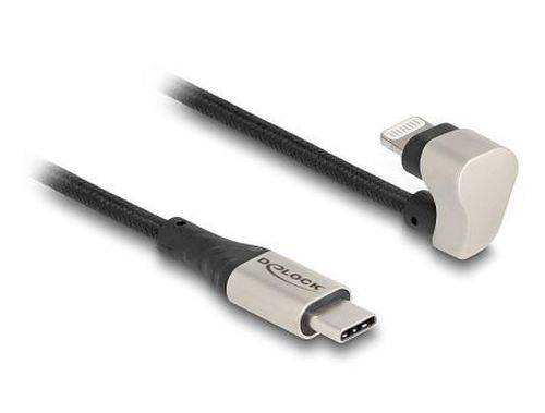 DeLOCK USB Kabel, MFi, USB St. C gerade / Lightning St. 180° abgewinkelt, schwarz, 2,0 m