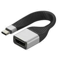 Techly USB-C Stecker zu Displayport Buchse kurz flaches FPC Kabel 0,131 m Schwarz