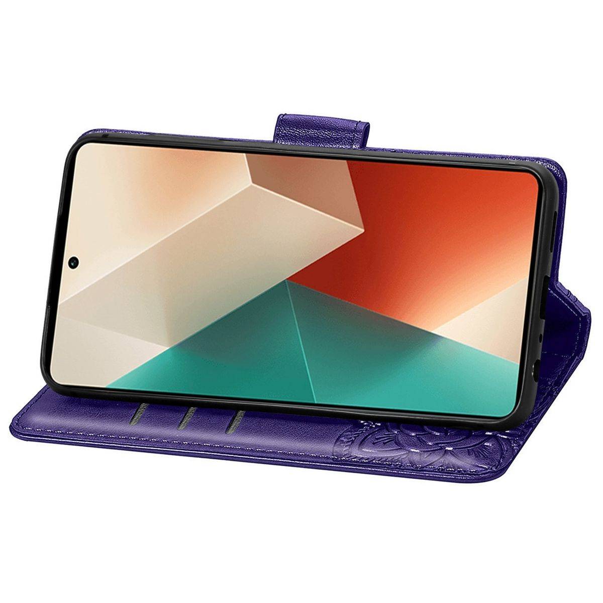 Für Xiaomi Redmi Note 13 Kunstleder Wallet Handy Tasche Schmetterling Design Schutz Hülle Case Cover Etuis Lila
