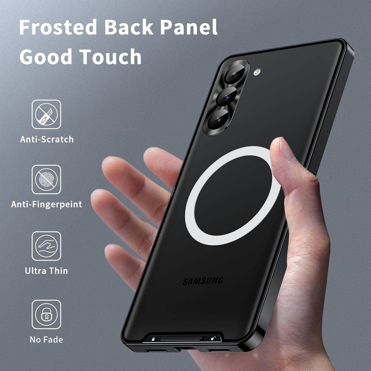 Für Samsung Galaxy S24 Magsafe Frosted Metall Case Cover Schutz Tasche Schwarz