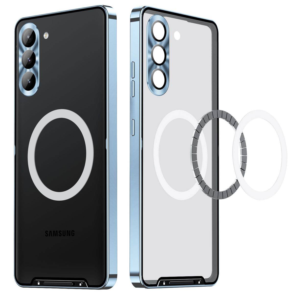 Für Samsung Galaxy S24 Magsafe Frosted Metall Case Cover Schutz Tasche Blau