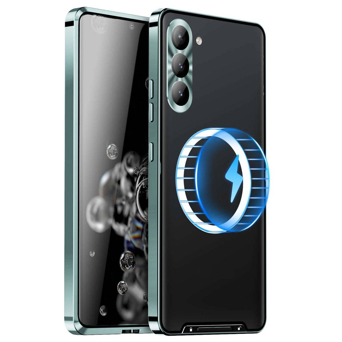 Für Samsung Galaxy S24 Plus Magsafe Frosted Metall Case Cover Schutz Tasche Grün