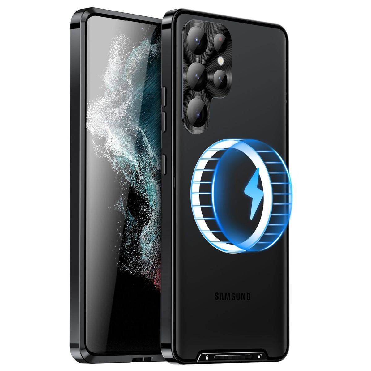 Für Samsung Galaxy S24 Ultra Magsafe Frosted Metall Case Cover Schutz Tasche Schwarz
