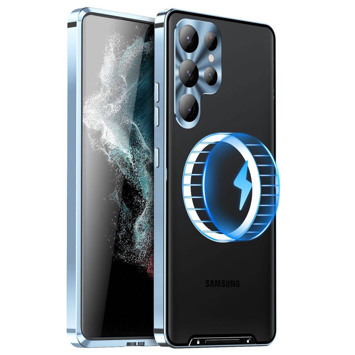 Für Samsung Galaxy S24 Ultra Magsafe Frosted Metall Case Cover Schutz Tasche Blau