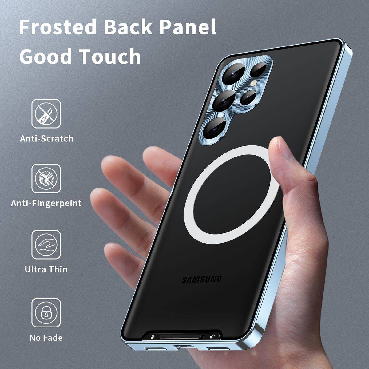 Für Samsung Galaxy S24 Ultra Magsafe Frosted Metall Case Cover Schutz Tasche Blau