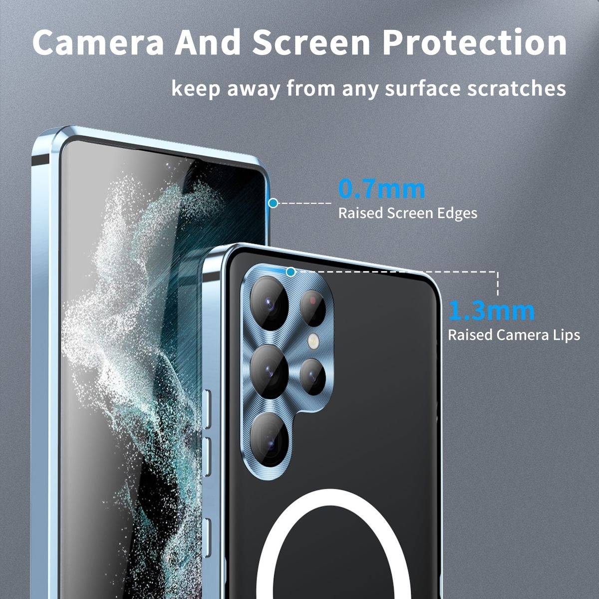 Für Samsung Galaxy S24 Ultra Magsafe Frosted Metall Case Cover Schutz Tasche Blau