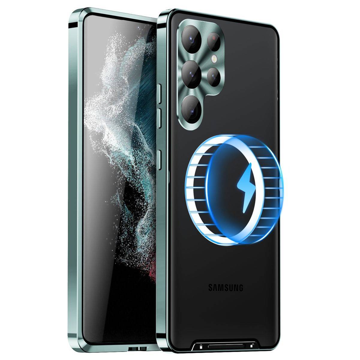 Für Samsung Galaxy S24 Ultra Magsafe Frosted Metall Case Cover Schutz Tasche Grün