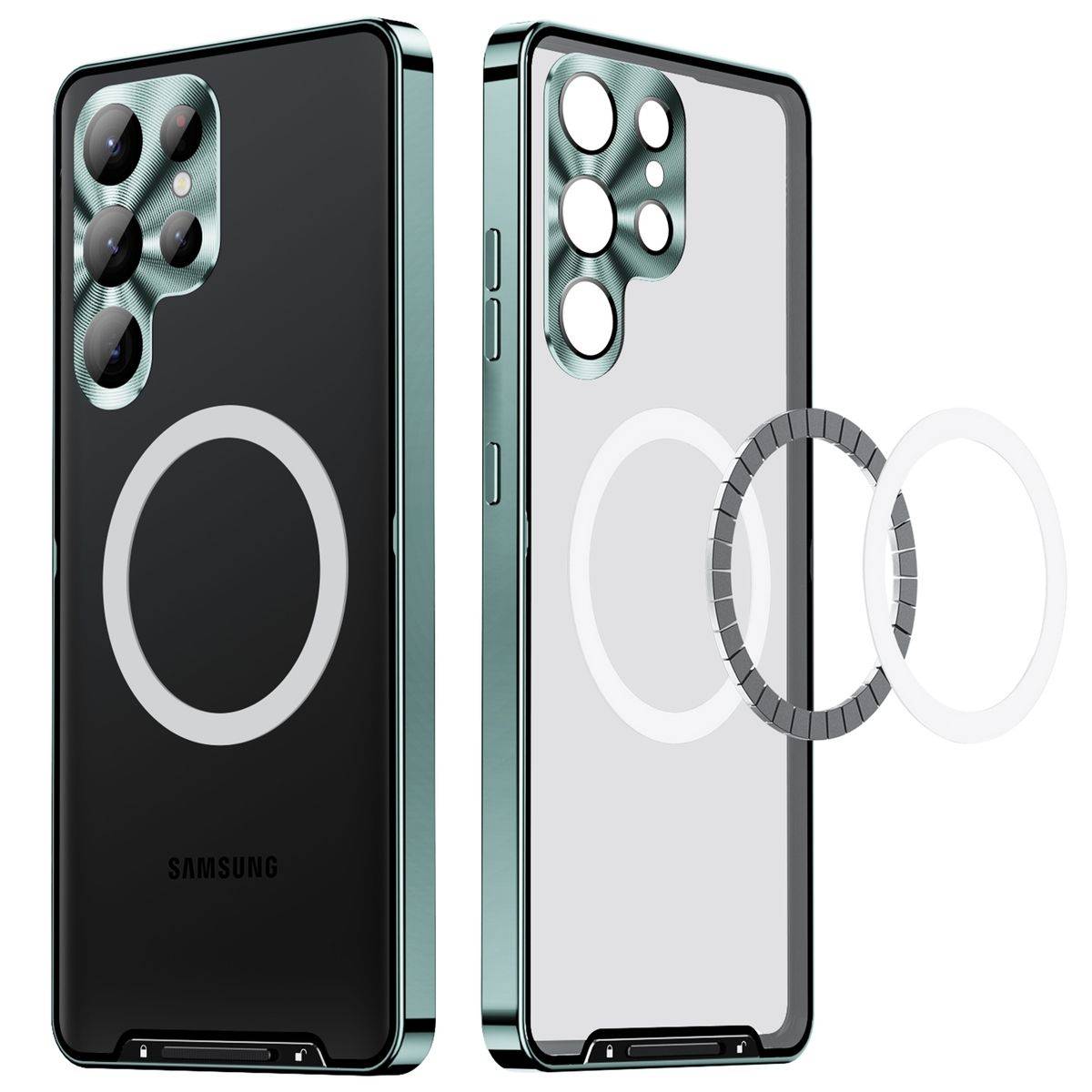 Für Samsung Galaxy S24 Ultra Magsafe Frosted Metall Case Cover Schutz Tasche Grün