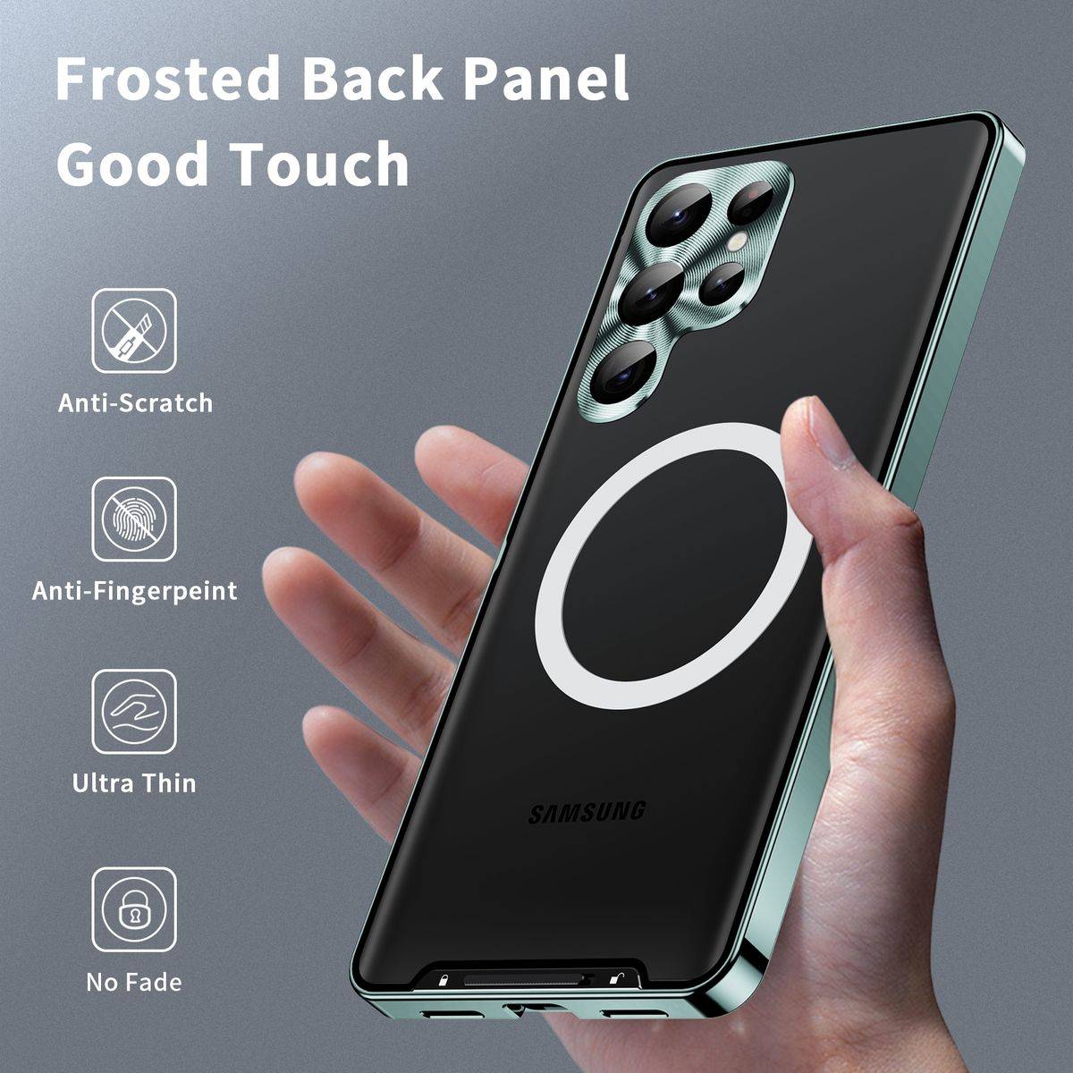 Für Samsung Galaxy S24 Ultra Magsafe Frosted Metall Case Cover Schutz Tasche Grün