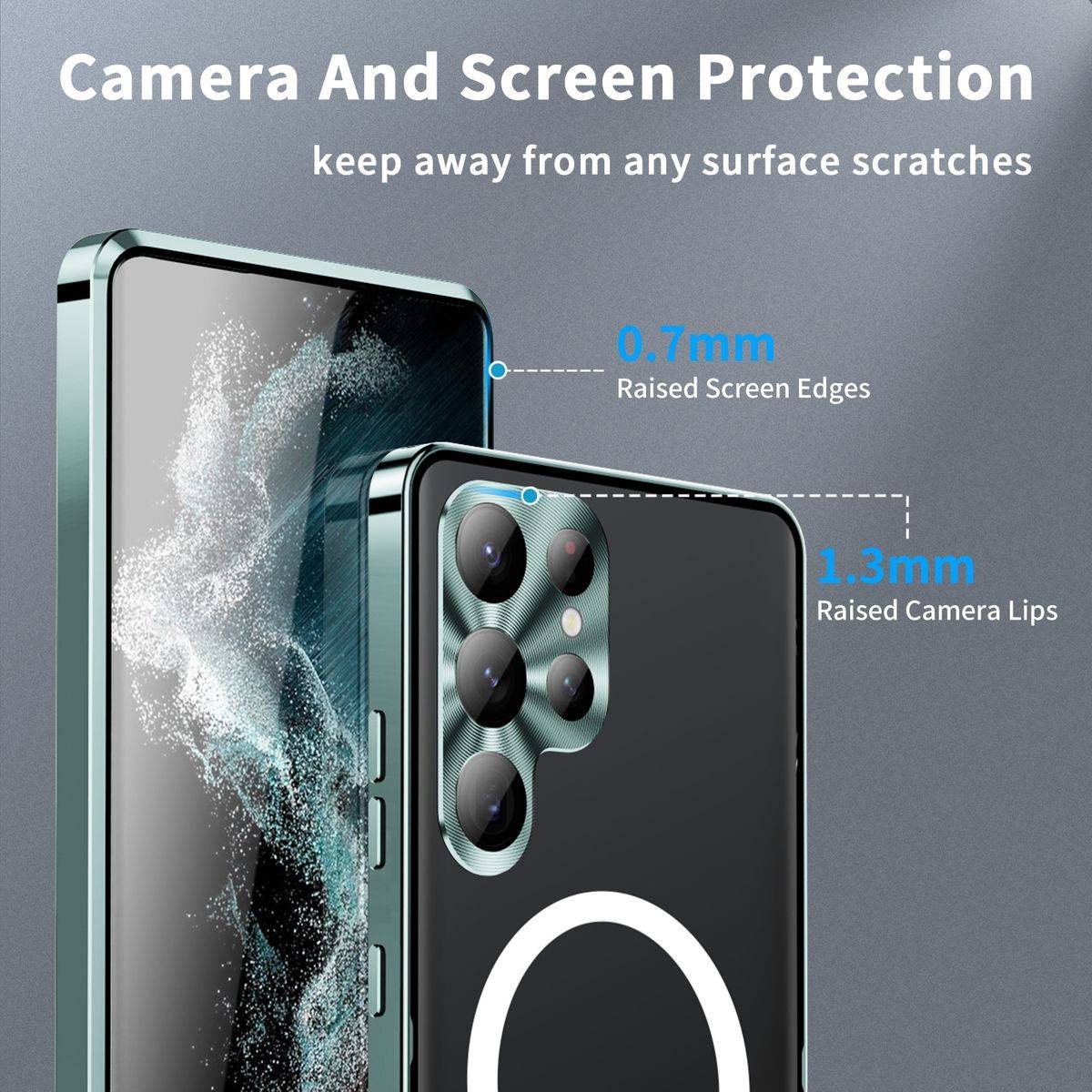 Für Samsung Galaxy S24 Ultra Magsafe Frosted Metall Case Cover Schutz Tasche Grün