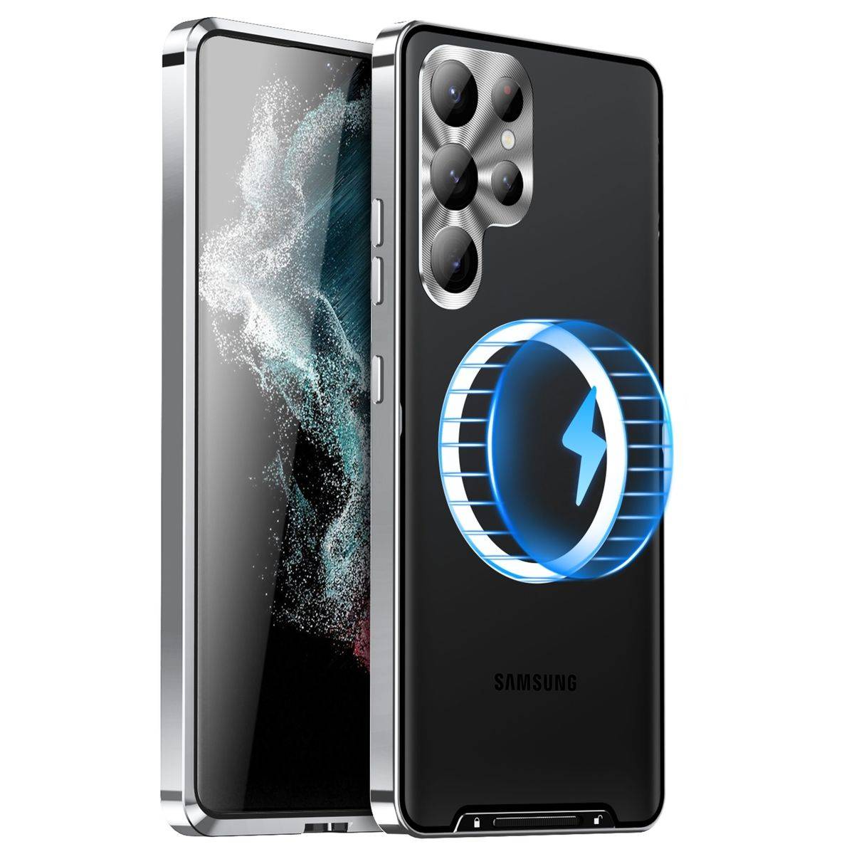 Für Samsung Galaxy S24 Ultra Magsafe Frosted Metall Case Cover Schutz Tasche Silber