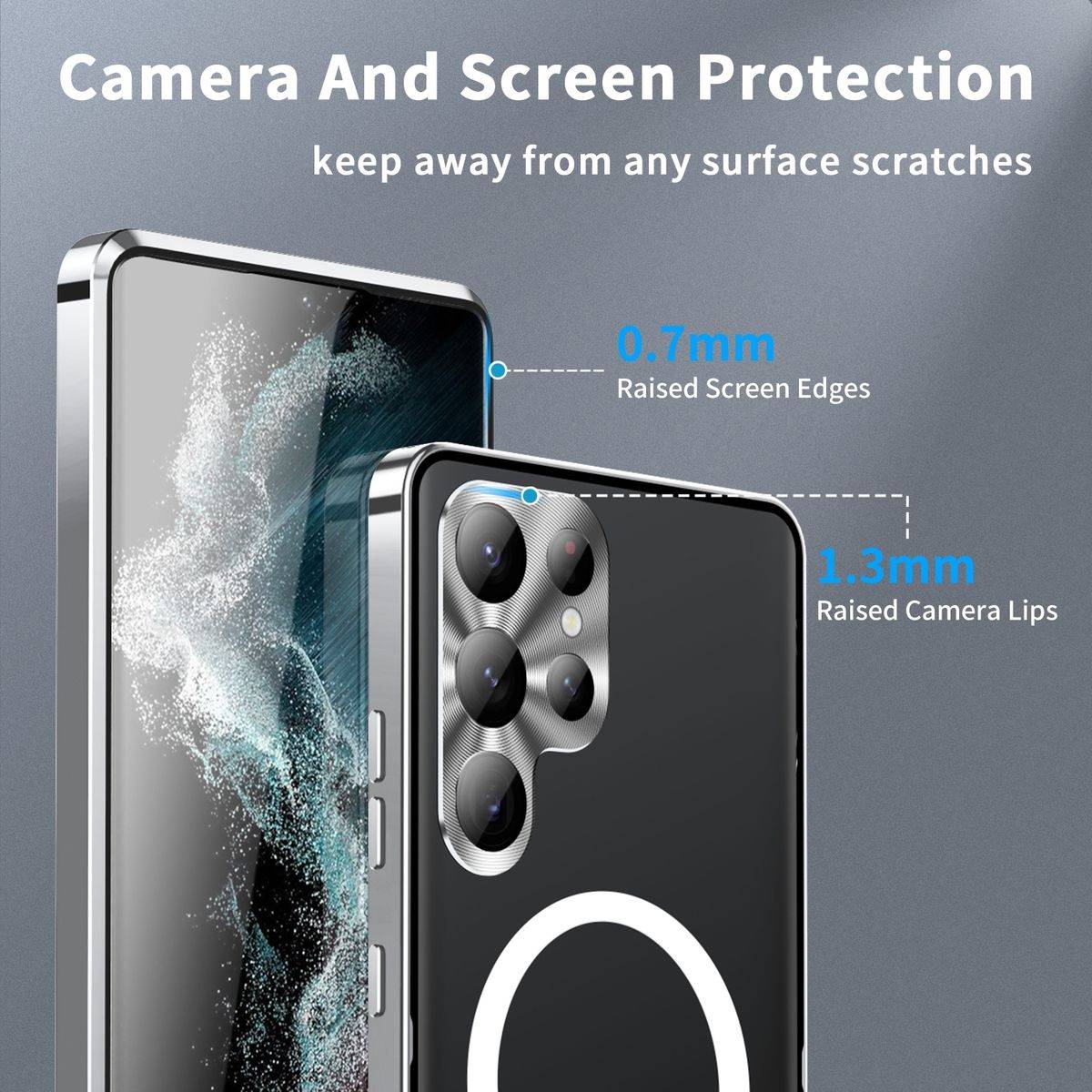 Für Samsung Galaxy S24 Ultra Magsafe Frosted Metall Case Cover Schutz Tasche Silber