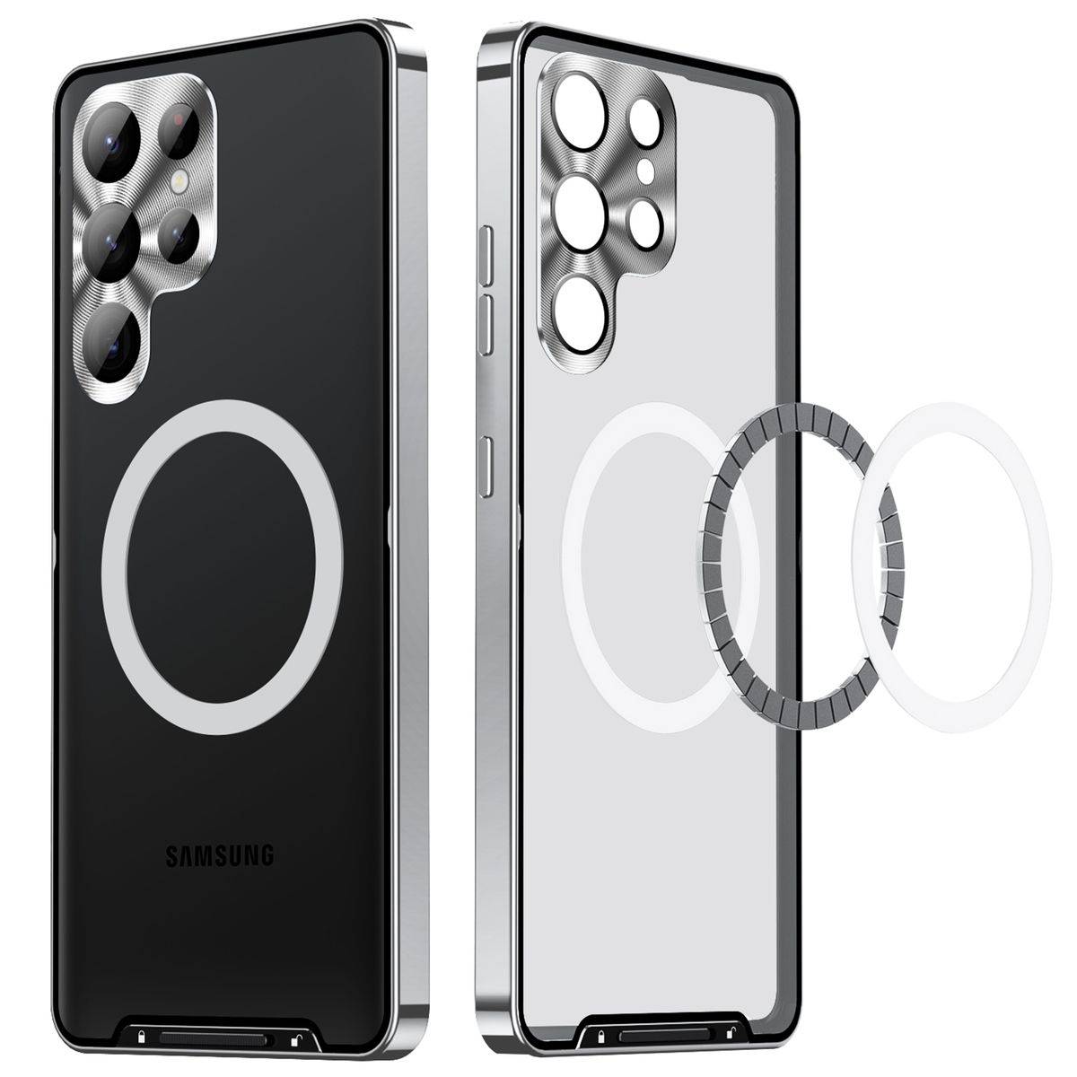 Für Samsung Galaxy S24 Ultra Magsafe Frosted Metall Case Cover Schutz Tasche Silber