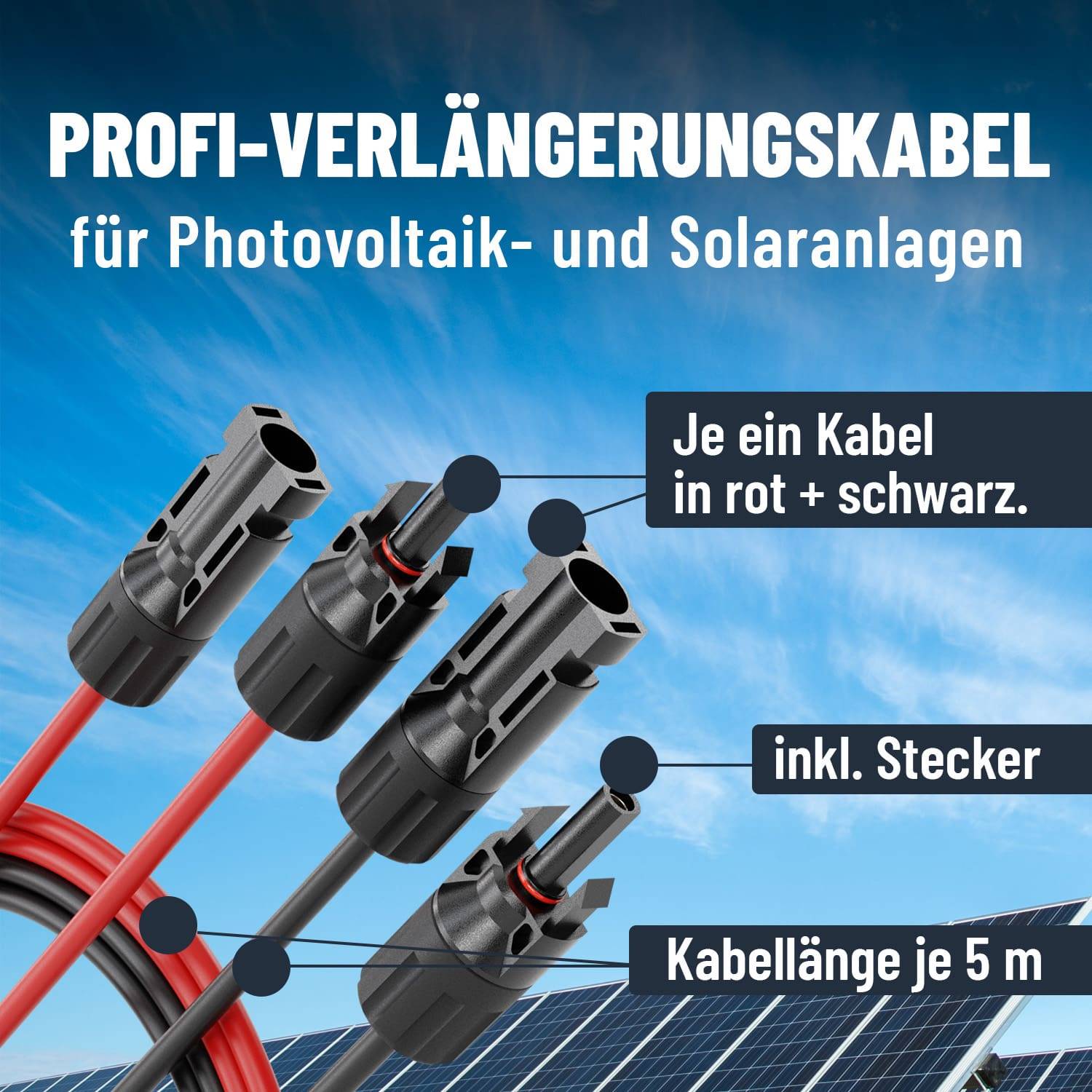 ABSINA Solarkabel-Set 910002, MC4, 2x 5 m, 4 mm²