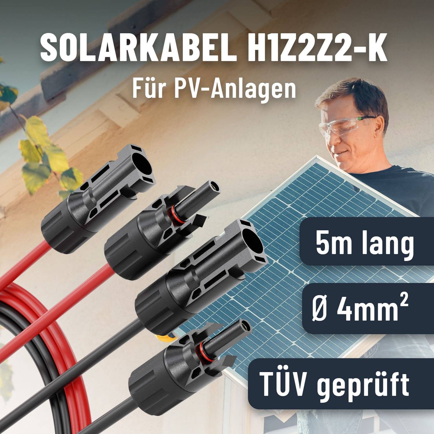 ABSINA Solarkabel-Set 910002, MC4, 2x 5 m, 4 mm²