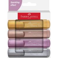 FABER-CASTELL TEXTLINER 46 Metallic - Textmarker - perlfarbene Rose, Silber, Brilliant Ruby, Bezauberndes Gold - wasserbasierte Tinte - 1-2-5 mm