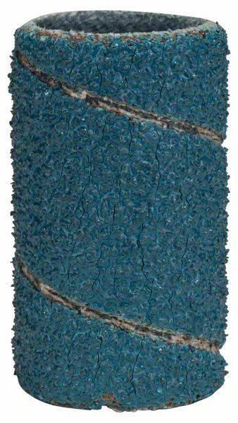 Nahaufnahme eines strukturierten blauen zylindrischen Objekts mit sichtbaren braunen diagonalen Bändern, das eine raue Oberfläche oder Materialzusammensetzung nachbildet.