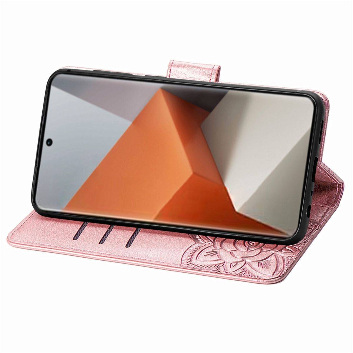 Für Xiaomi Redmi Note 13 Pro Plus Kunstleder Wallet Handy Tasche Schmetterling Design Schutz Hülle Rosa