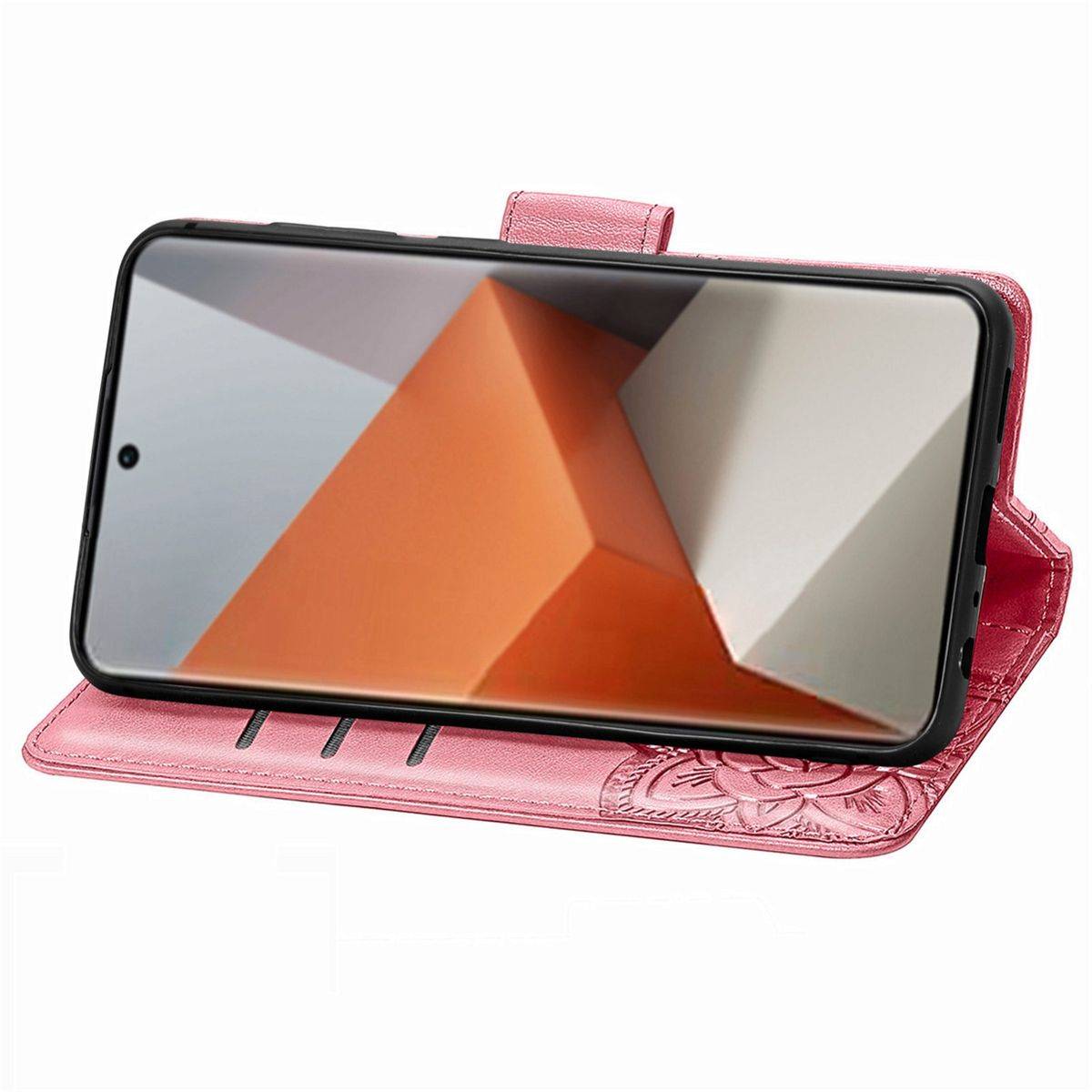 Für Xiaomi Redmi Note 13 Pro Plus Kunstleder Wallet Handy Tasche Schmetterling Design Schutz Hülle Pink