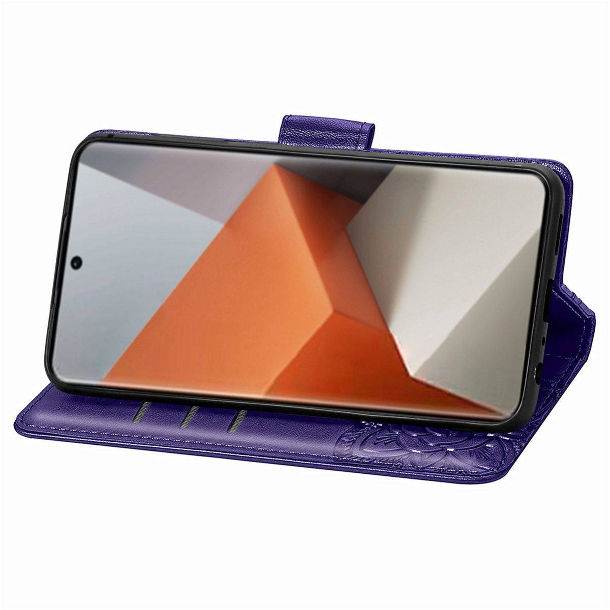 Für Xiaomi Redmi Note 13 Pro Plus Kunstleder Wallet Handy Tasche Schmetterling Design Schutz Hülle Lila