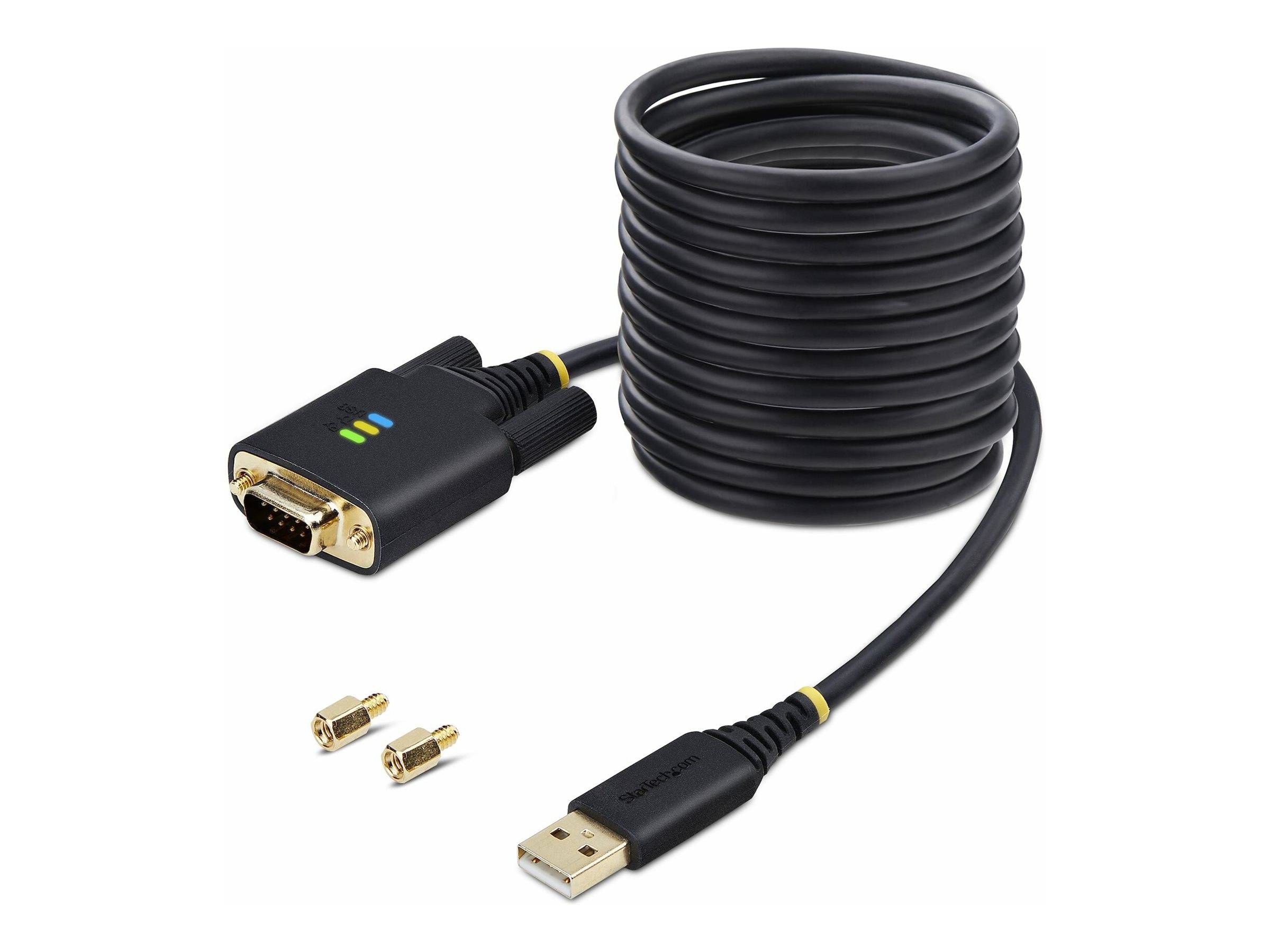StarTech.com 10ft (3m) USB to Serial Adapter Cable, Interchangeable DB9 Screws/Nuts, COM Retention, USB-A to DB9 RS232,