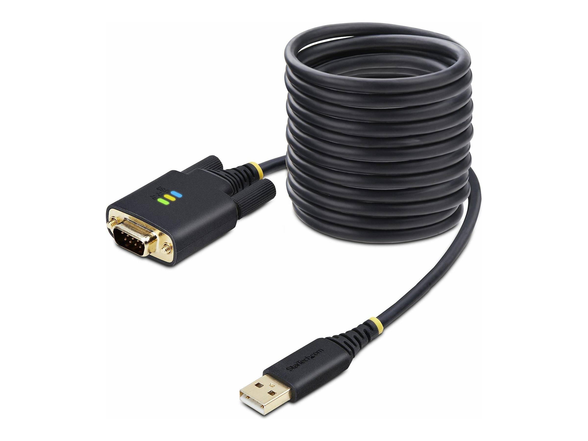 StarTech.com 10ft (3m) USB to Serial Adapter Cable, Interchangeable DB9 Screws/Nuts, COM Retention, USB-A to DB9 RS232,
