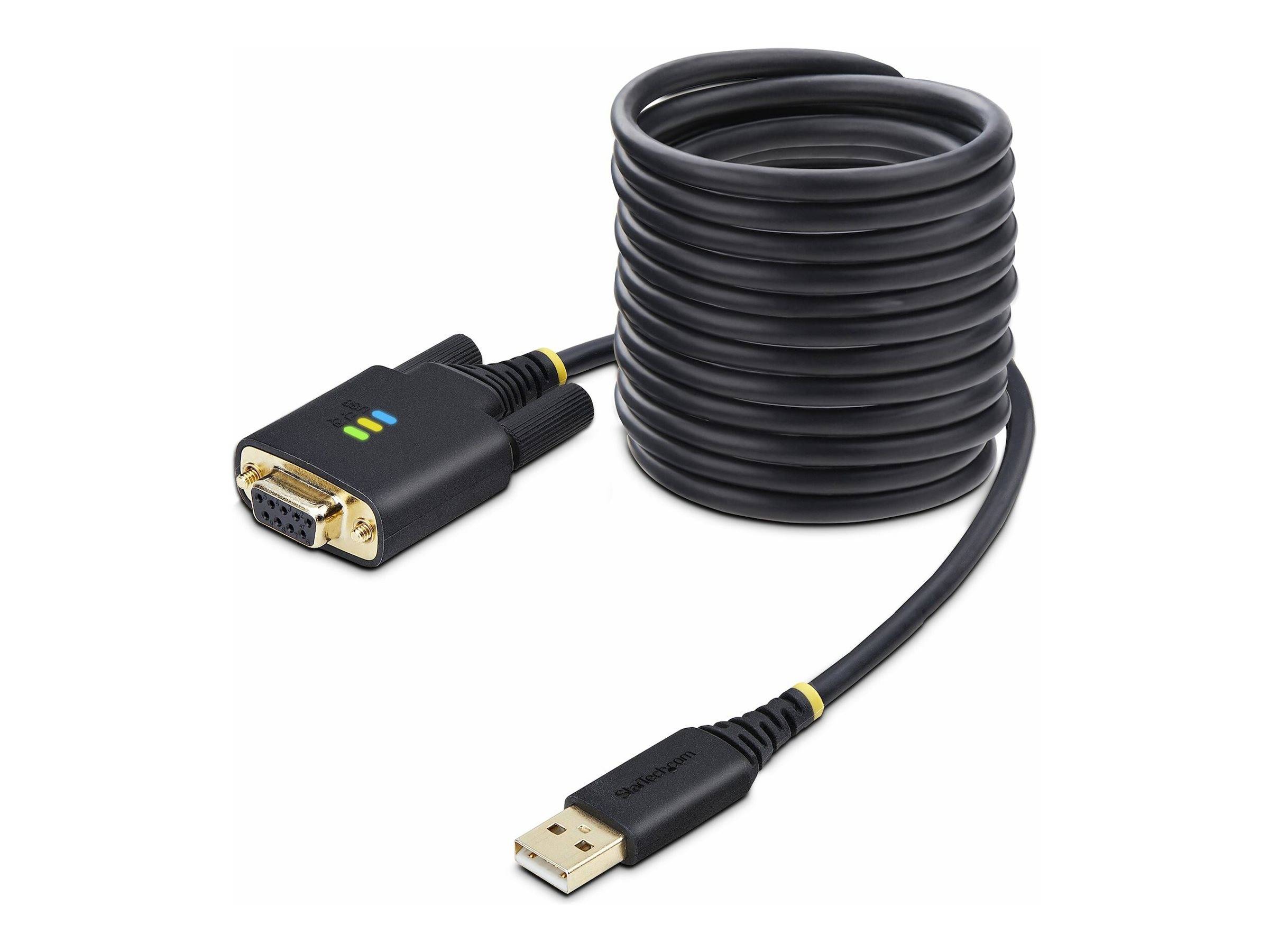 StarTech.com 10ft (3m) USB to Null Modem Serial Adapter Cable, Interchangeable DB9 Screws/Nuts, COM Retention, USB-A to
