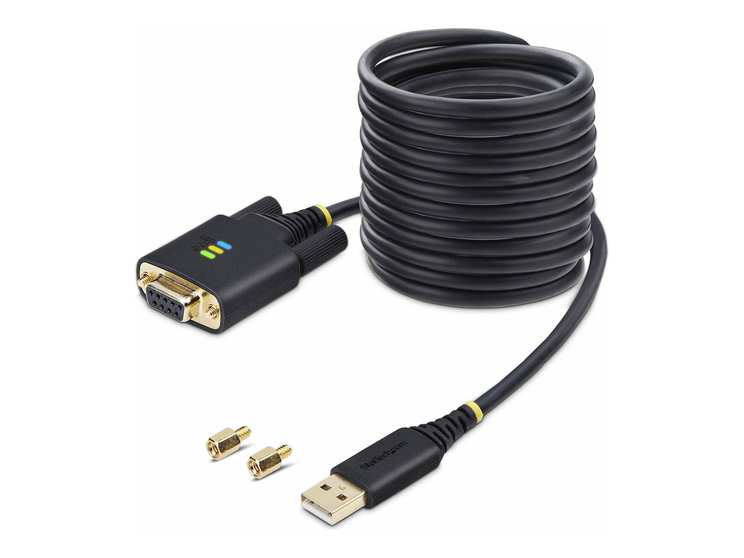 StarTech.com 10ft (3m) USB to Null Modem Serial Adapter Cable, Interchangeable DB9 Screws/Nuts, COM Retention, USB-A to