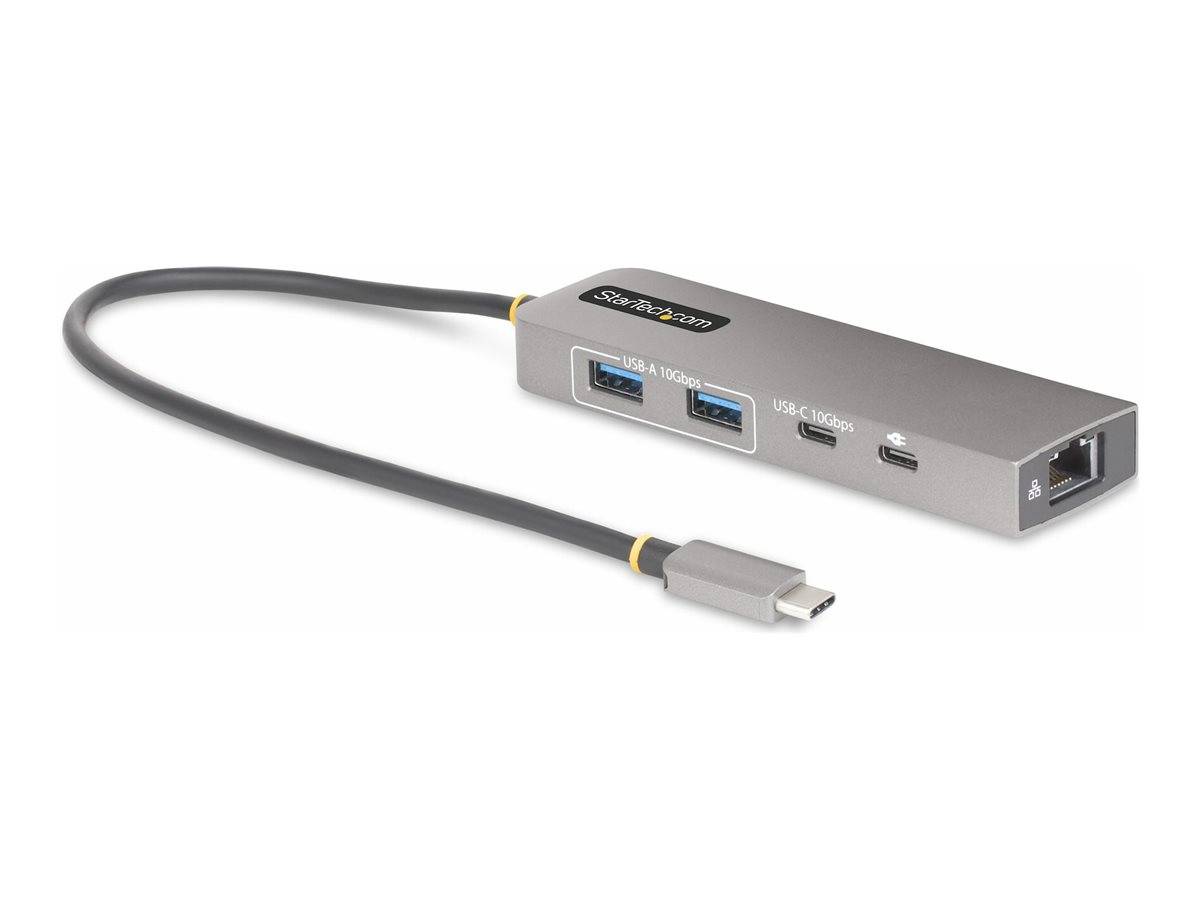 StarTech.com 3-Port USB-C Hub with 2.5 Gigabit Ethernet and 100W Power Delivery Passthrough Laptop Charging, USB-C to 2x