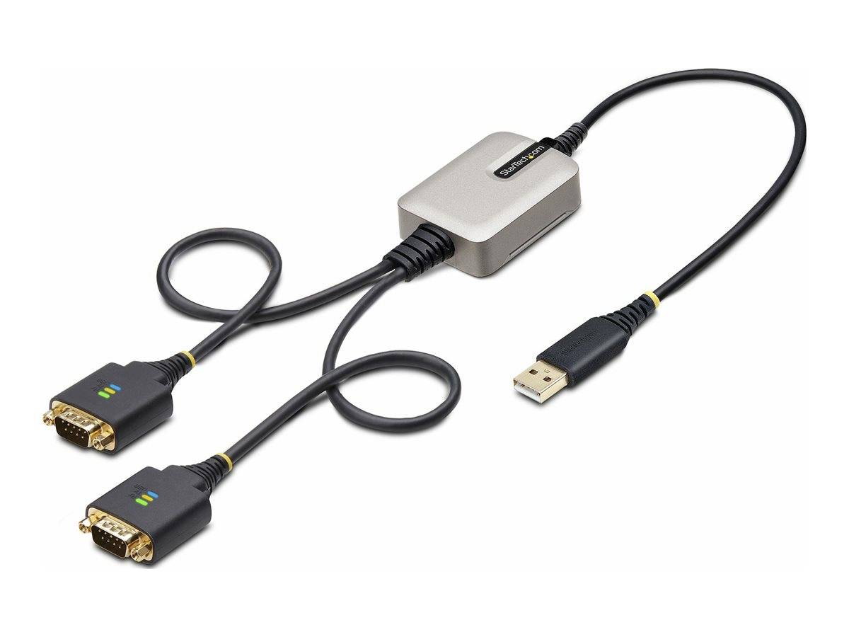 StarTech.com 2ft (60cm) 2-Port USB to Serial Adapter Cable, Interchangeable DB9 Screws/Nuts, COM Retention, USB-A to DB9