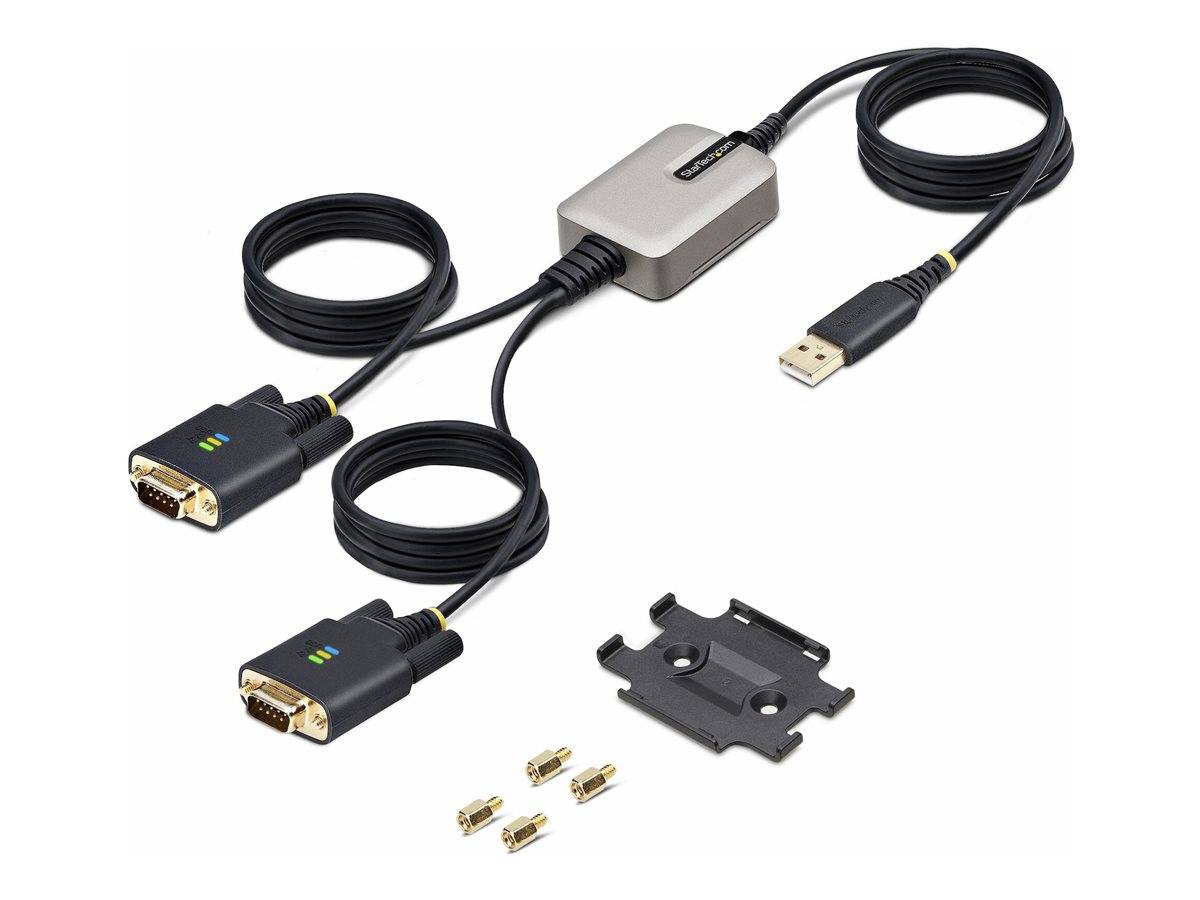StarTech.com 13ft (4m) 2-Port USB to Serial Adapter Cable, Interchangeable DB9 Screws/Nuts, COM Retention, USB-A to DB9