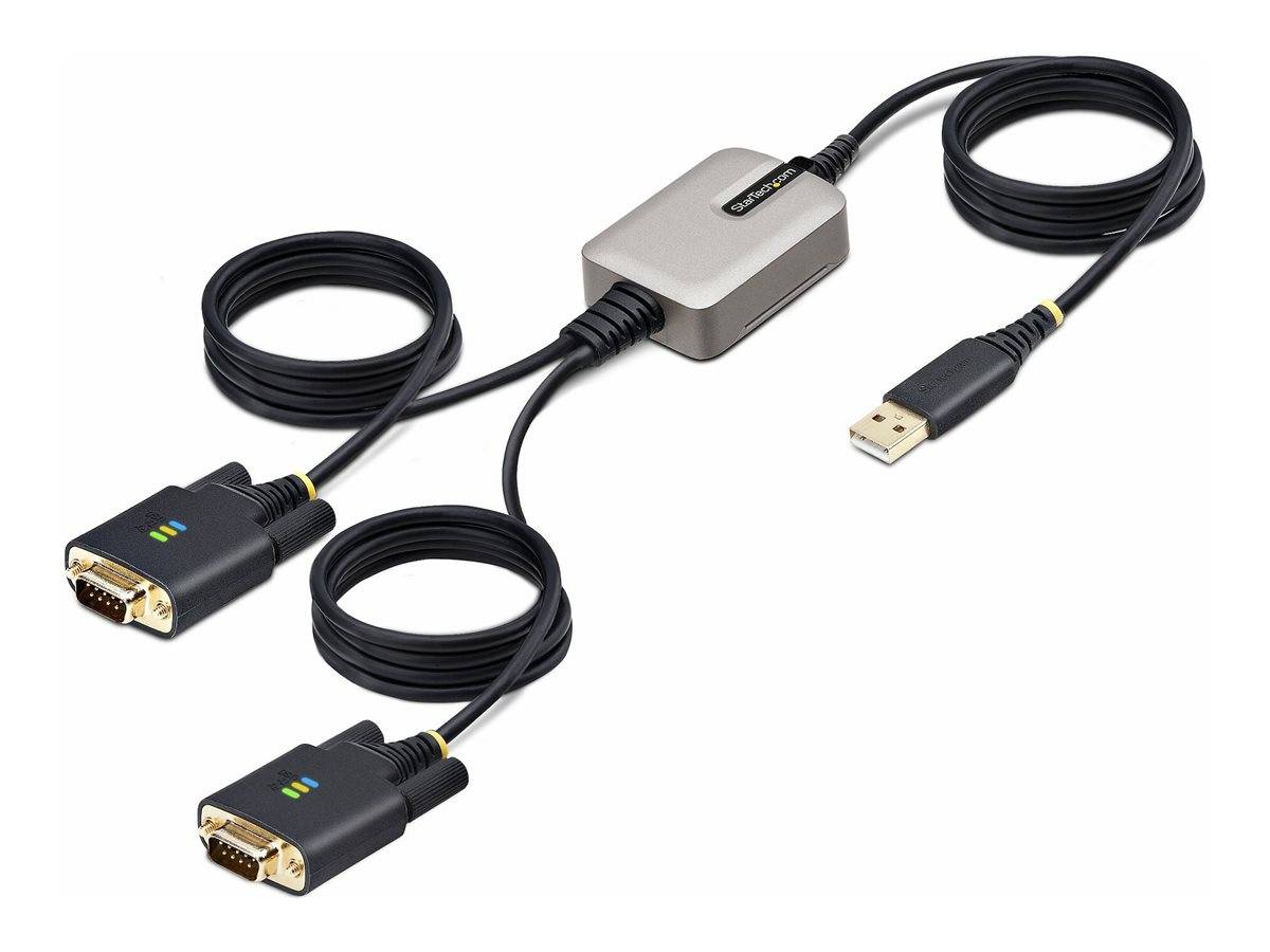 StarTech.com 13ft (4m) 2-Port USB to Serial Adapter Cable, Interchangeable DB9 Screws/Nuts, COM Retention, USB-A to DB9