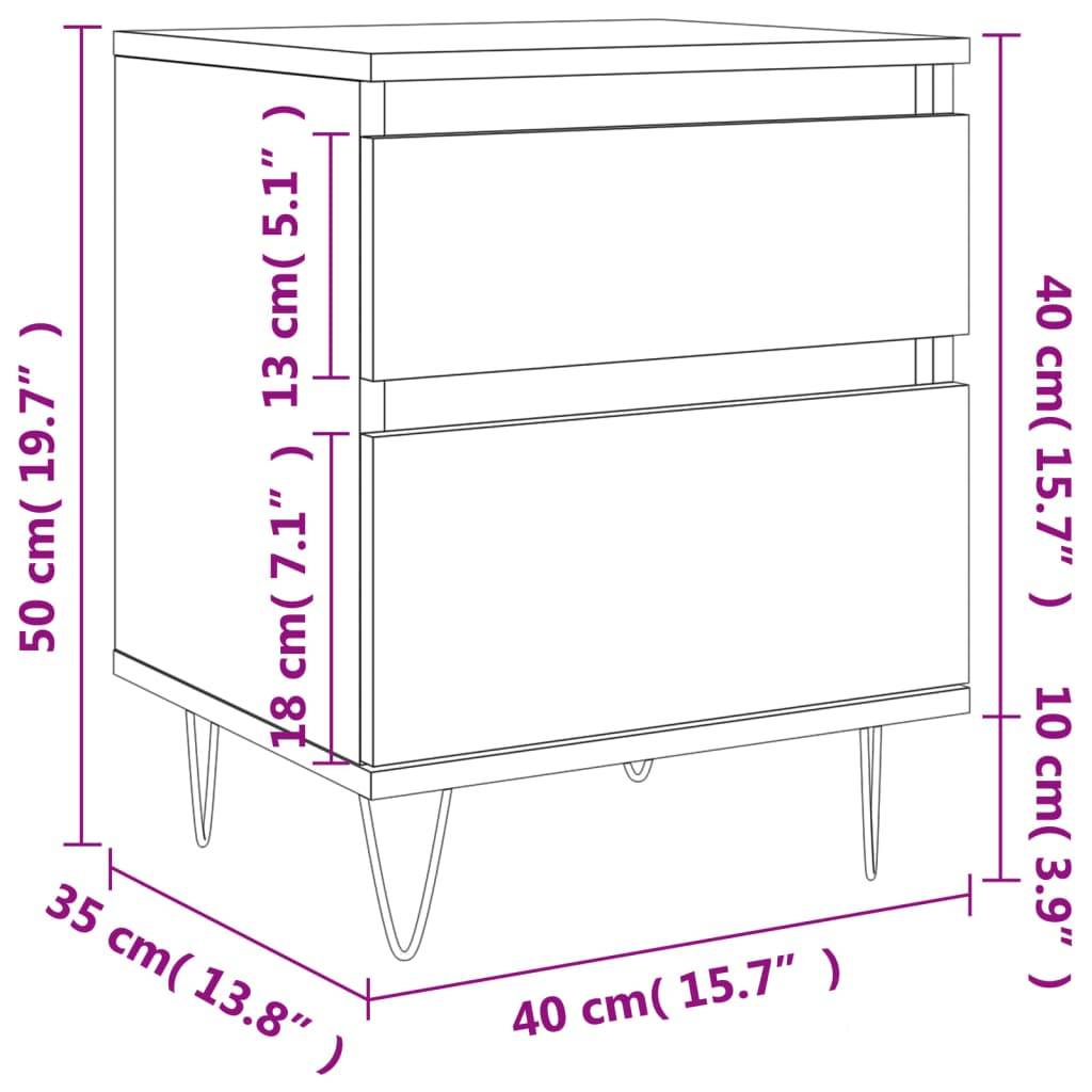 vidaXL Nachttisch Betongrau 40x35x50 cm Holzwerkstoff