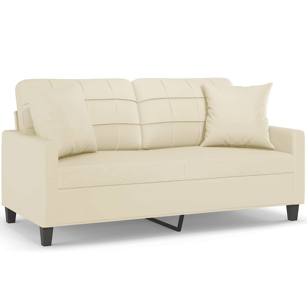 vidaXL 2-Sitzer-Sofa mit Zierkissen Creme 140 cm Kunstleder