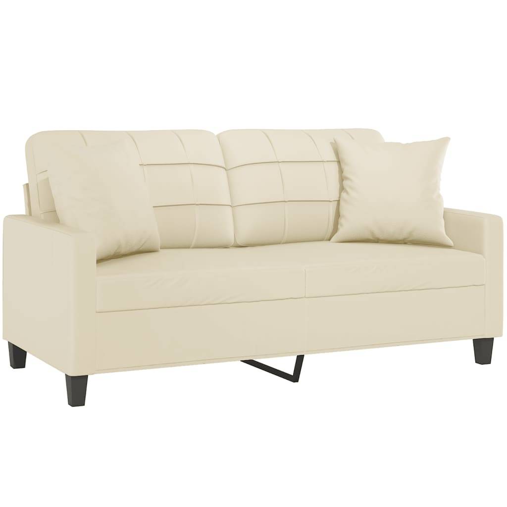 vidaXL 2-Sitzer-Sofa mit Zierkissen Creme 140 cm Kunstleder