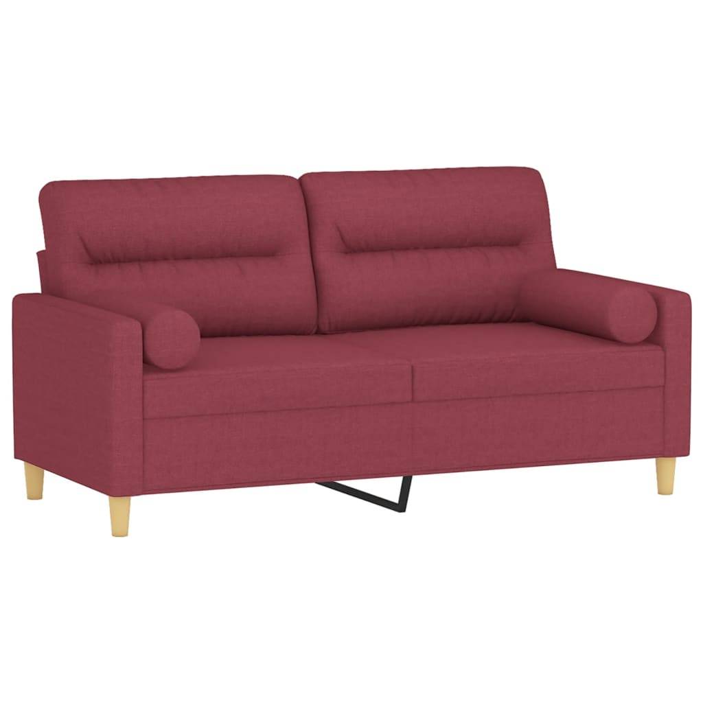 vidaXL 2-Sitzer-Sofa mit Zierkissen Weinrot 140 cm Stoff