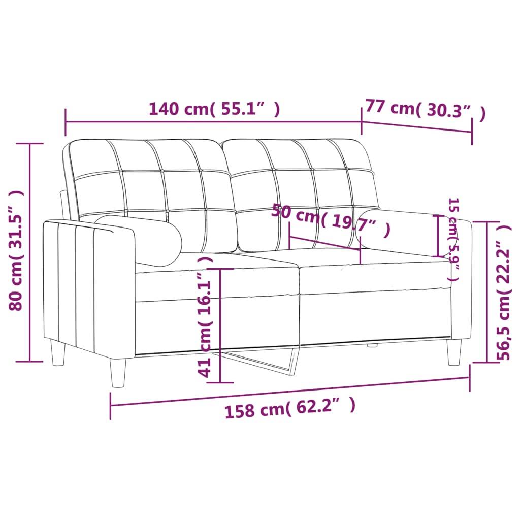 vidaXL 2-Sitzer-Sofa mit Zierkissen Taupe 140 cm Stoff