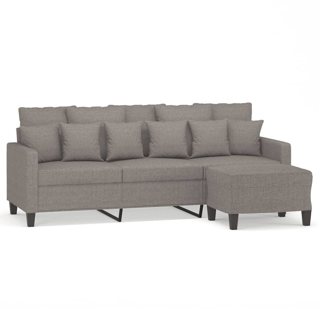 vidaXL 3-Sitzer-Sofa mit Hocker Taupe 180 cm Stoff