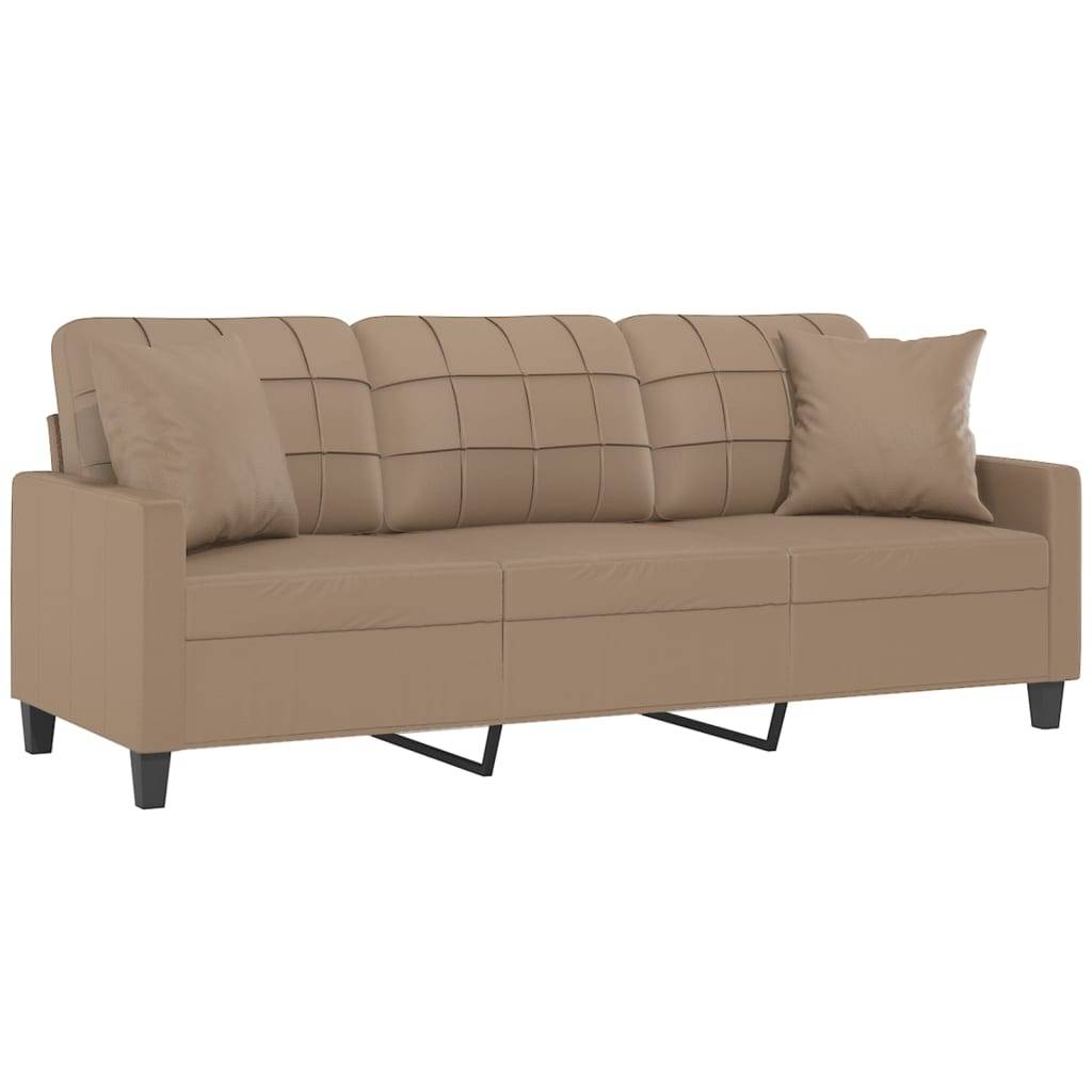 vidaXL 3-Sitzer-Sofa mit Zierkissen Cappuccino-Braun 180 cm Kunstleder