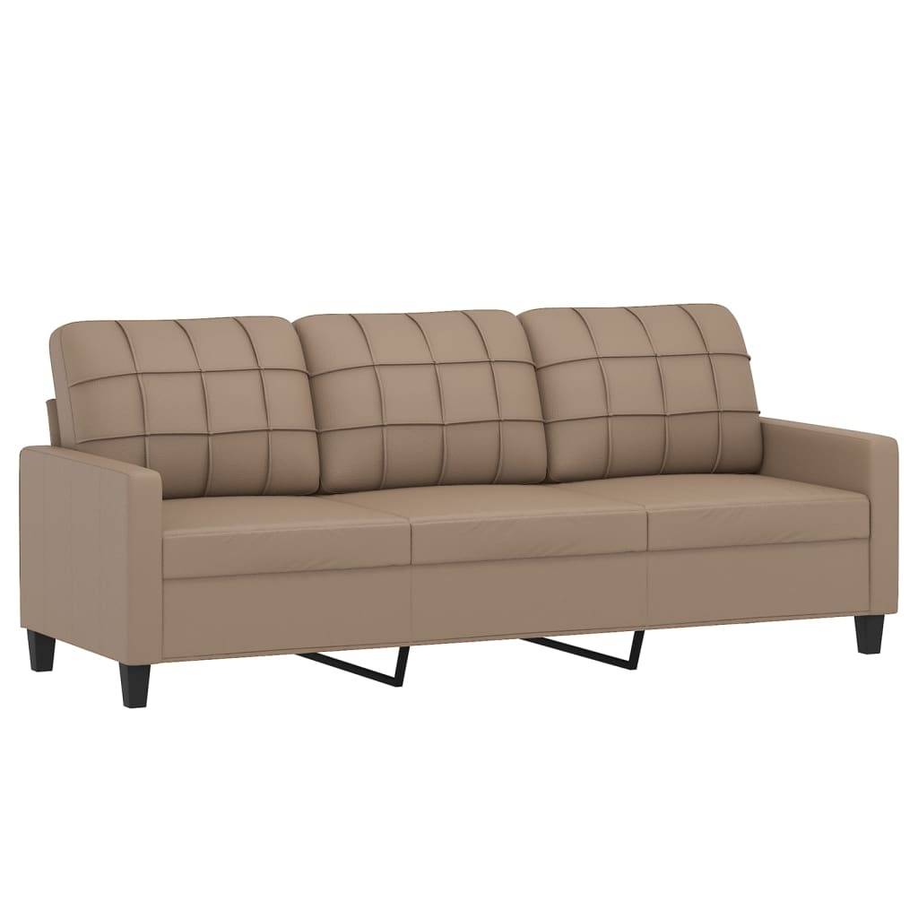 vidaXL 3-Sitzer-Sofa mit Zierkissen Cappuccino-Braun 180 cm Kunstleder