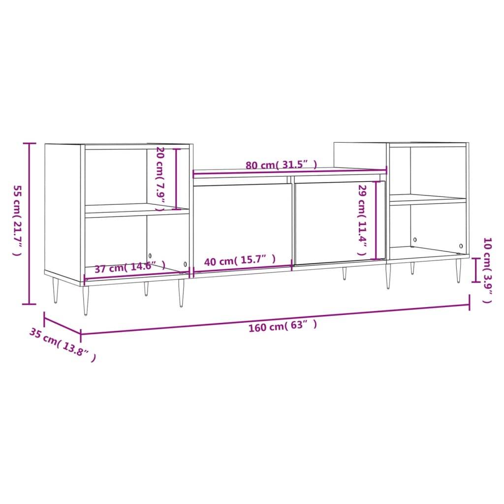 vidaXL TV-Schrank Weiß 160x35x55 cm Holzwerkstoff