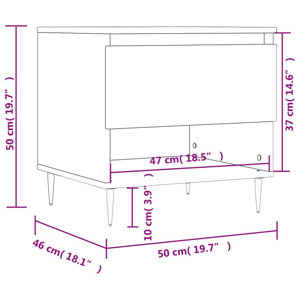 vidaXL Couchtische 2 Stk. Schwarz 50x46x50 cm Holzwerkstoff