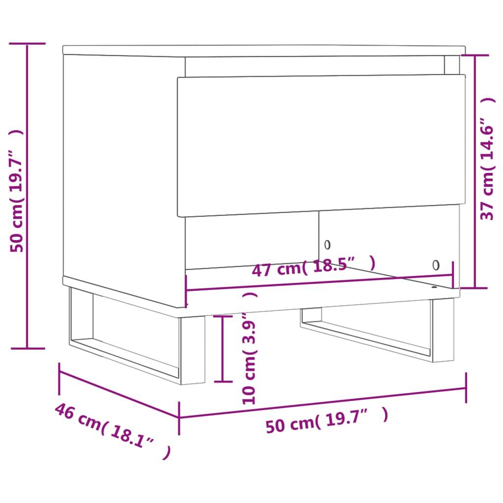 vidaXL Couchtische 2 Stk. Grau Sonoma 50x46x50 cm Holzwerkstoff