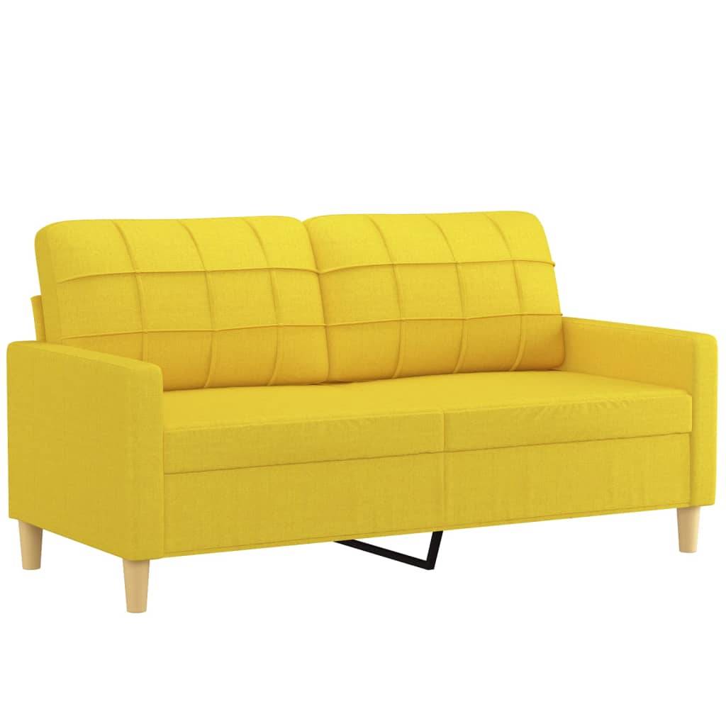 vidaXL 2-Sitzer-Sofa mit Zierkissen Hellgelb 140 cm Stoff