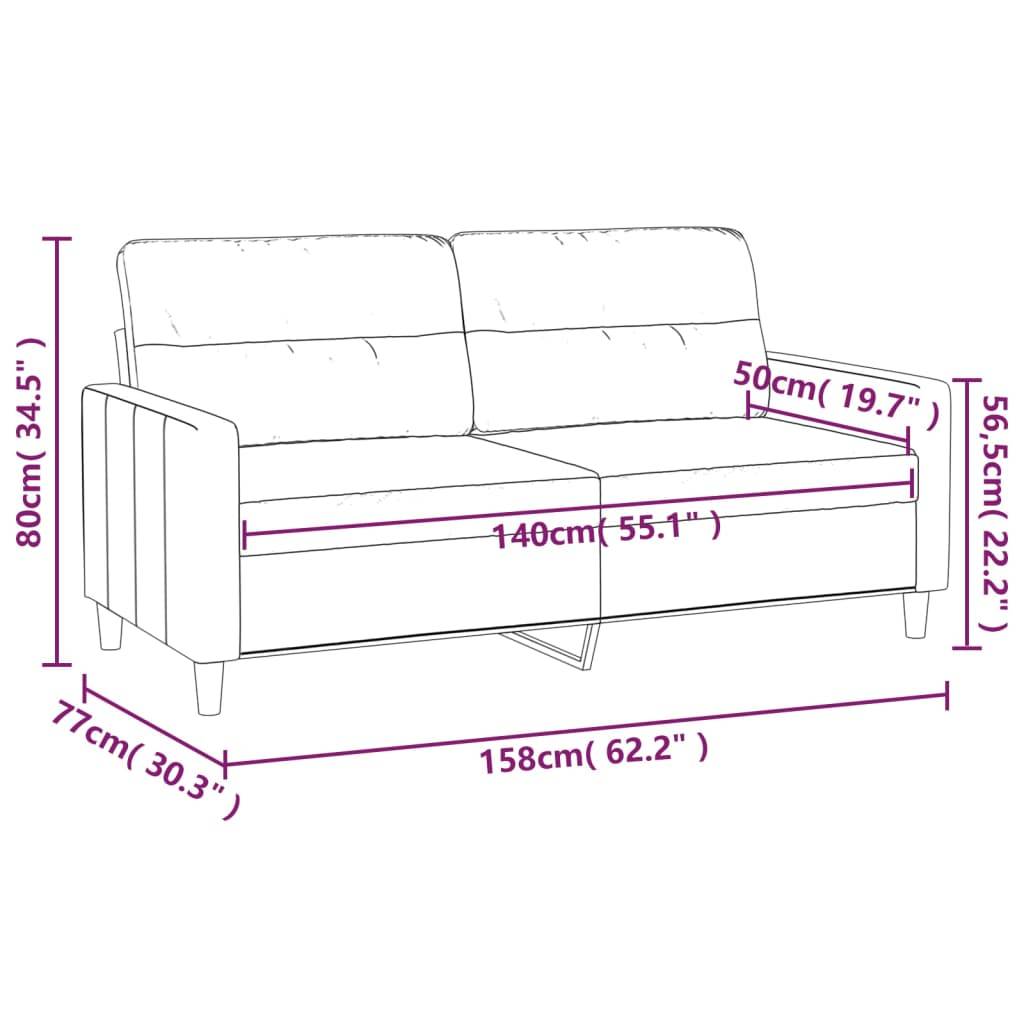 vidaXL 2-Sitzer-Sofa Creme 140 cm Stoff